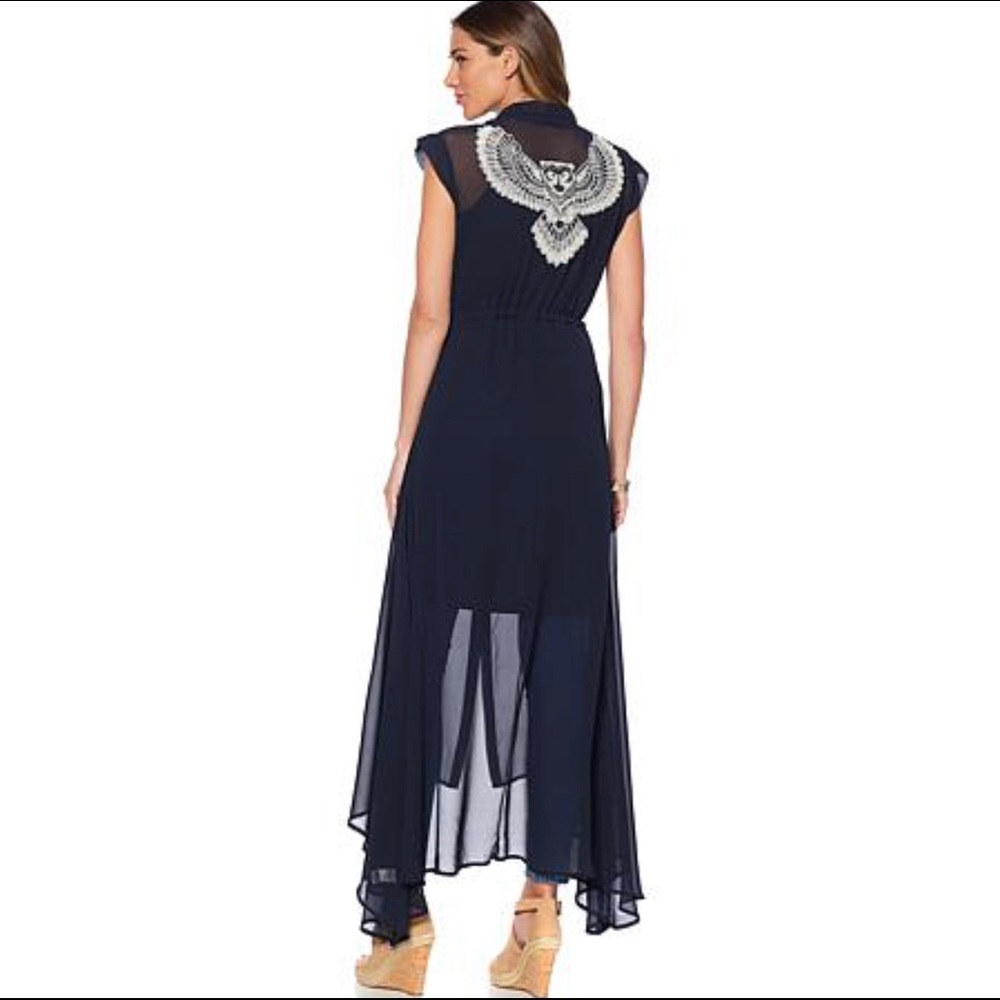Sheryl Crow sleeveless beaded owl tunic dress